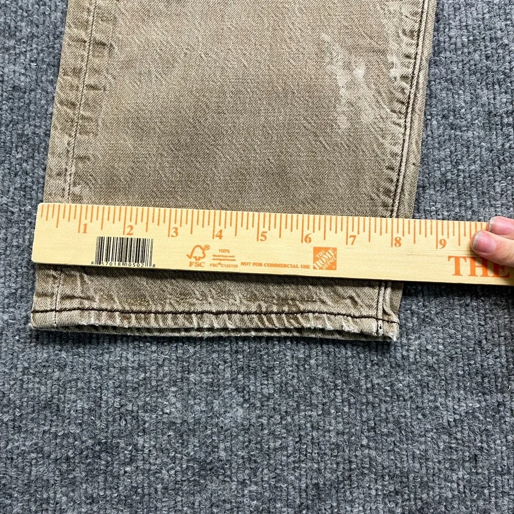 Levi's 501 Original Fit Straight Jeans Mens 34X29 Beige Denim Button Fly - Flaws